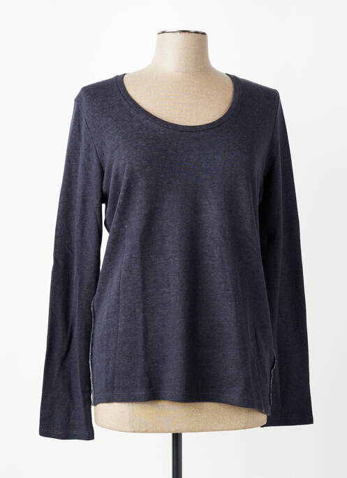 T-shirt manches longues manches longues bleu MAJESTIC FILATURES femme