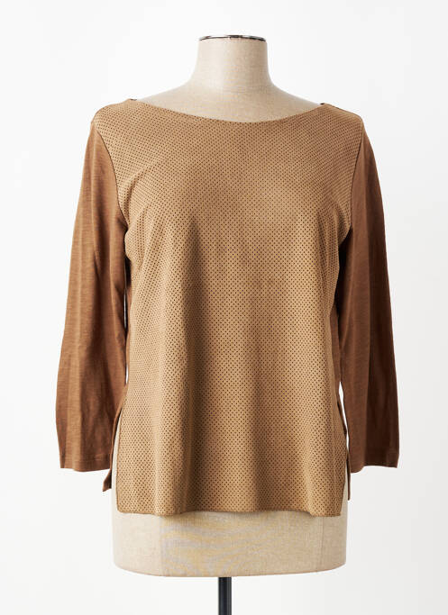 Top manches 3/4 marron MAJESTIC FILATURES femme