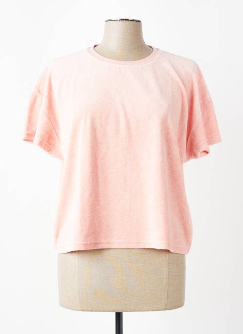 T-shirt stretch manches courtes rose HAPPY femme