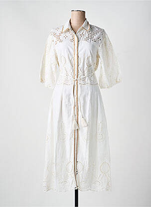 Robe longue manches courtes manches courtes blanc FUEGO WOMAN femme
