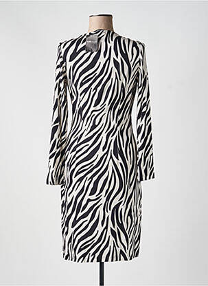 Robe mi-longue imprimé fantaisie manches longues noir FRANK WALDER femme