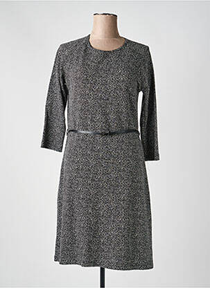 Robe mi-longue imprimé fantaisie manches longues noir GRIFFON femme