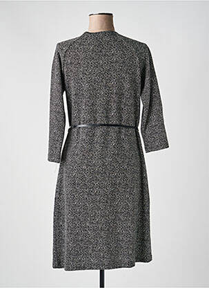 Robe mi-longue imprimé fantaisie manches longues noir GRIFFON femme