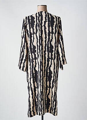 Robe mi-longue imprimé fantaisie manches longues noir IN WEAR femme