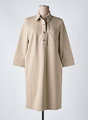 Robe mi-longue imprimé fantaisie manches longues beige STREET ONE femme