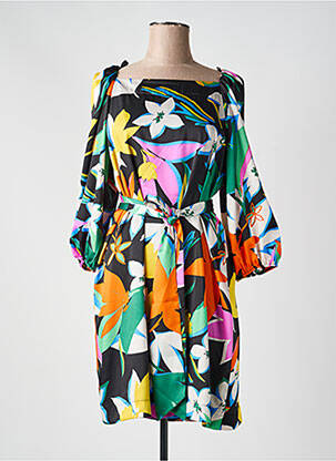 Robe mi-longue imprimé fantaisie manches longues noir JOSEPH RIBKOFF femme