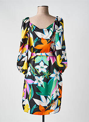 Robe mi-longue imprimé fantaisie manches longues noir JOSEPH RIBKOFF femme