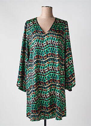 Robe mi-longue imprimé fantaisie manches longues vert JOSEPH RIBKOFF femme