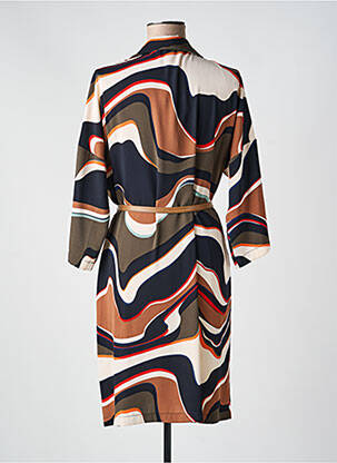 Robe mi-longue imprimé fantaisie manches longues marron JOSEPH RIBKOFF femme