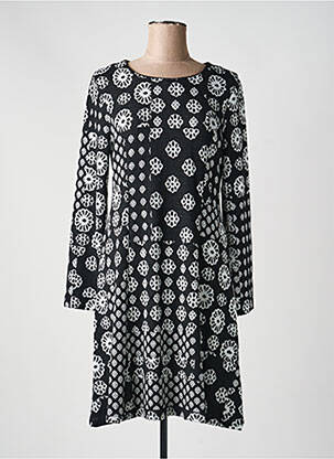 Robe pull coupe droite manches longues noir DOLCEZZA femme