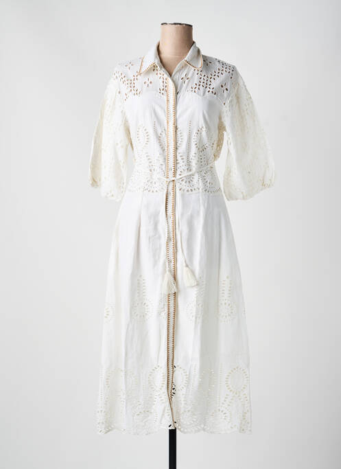 Robe longue manches courtes manches courtes blanc FUEGO WOMAN femme