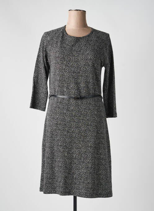 Robe mi-longue imprimé fantaisie manches longues noir GRIFFON femme
