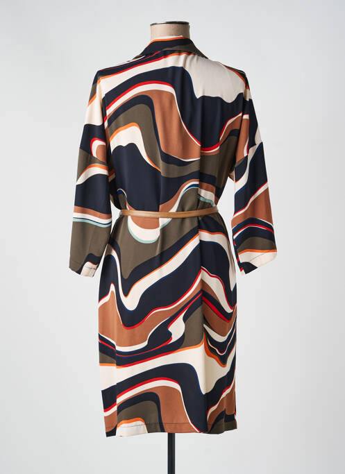 Robe mi-longue imprimé fantaisie manches longues marron JOSEPH RIBKOFF femme