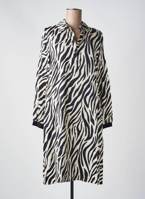Robe mi-longue imprimé fantaisie manches longues bleu TUZZI femme