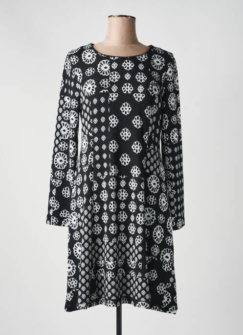 Robe pull coupe droite manches longues noir DOLCEZZA femme