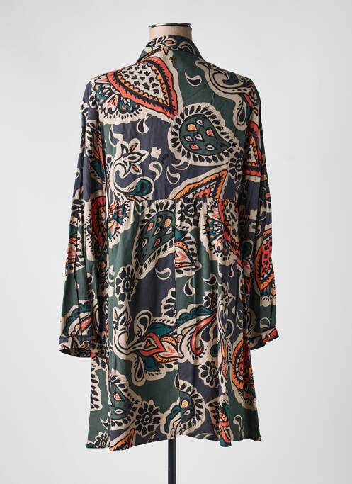 Robe mi-longue imprimé fantaisie manches longues vert LOLA ESPELETA femme