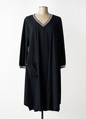 Robe mi-longue manches longues manches longues noir FRANCK ANNA femme