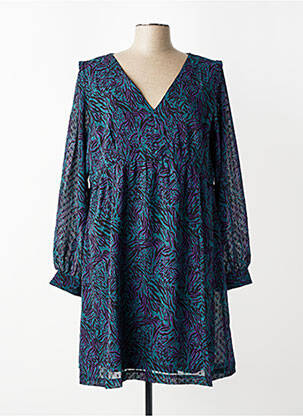 Robe courte coupe fluide manches longues vert LOLA ESPELETA femme