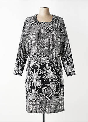 Robe mi-longue manches longues manches longues noir GUY DUBOUIS femme