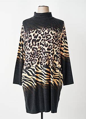 Robe mi-longue manches longues manches longues gris TUZZI femme