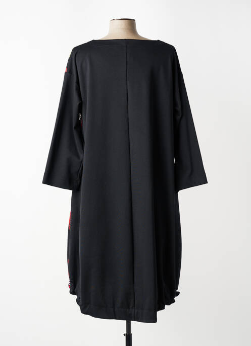 Robe mi-longue manches longues manches longues noir FRANCK ANNA femme