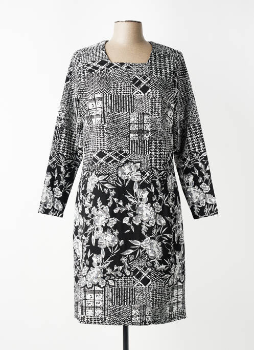 Robe mi-longue manches longues manches longues noir GUY DUBOUIS femme