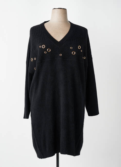 Robe pull col v manches longues noir FUEGO WOMAN femme
