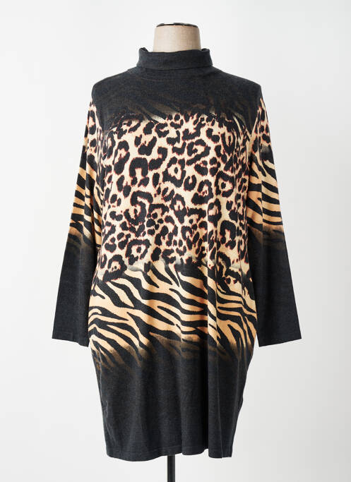 Robe mi-longue manches longues manches longues gris TUZZI femme