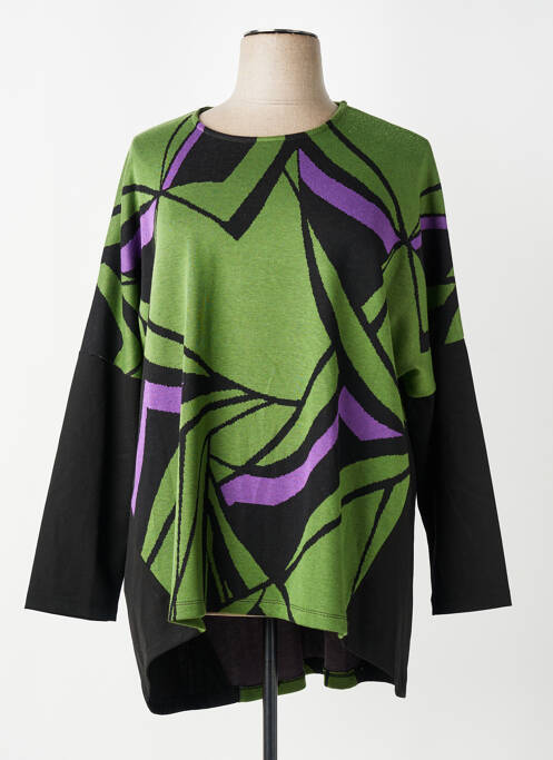 Pull tunique stretch manches longues vert EVER SASSY femme