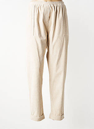 Pantalon droit stretch taille normale beige FRANCK ANNA femme