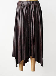 Jupe longue tissage plissé marron EVA KAYAN femme