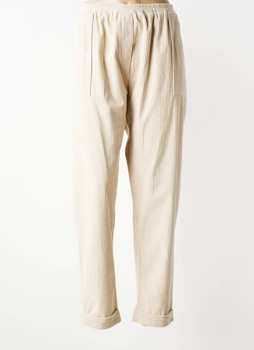 Pantalon droit stretch taille normale beige FRANCK ANNA femme