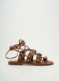Tongs tissage satiné talon plat jusqu'à 3cm marron VIRGINIE DARLING femme