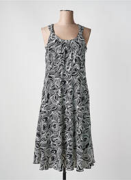 Robe mi-longue imprimé fantaisie sans manche noir GUY DUBOUIS femme