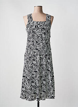 Robe mi-longue imprimé fantaisie sans manche noir GUY DUBOUIS femme
