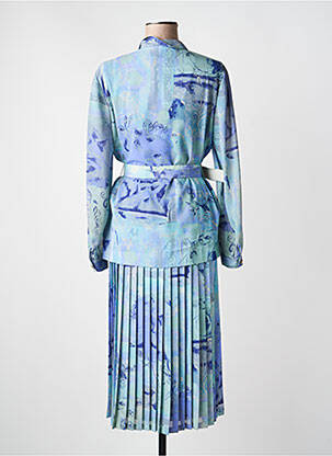 Robe mi-longue coupe fluide manches longues bleu PAUL MAUSNER femme