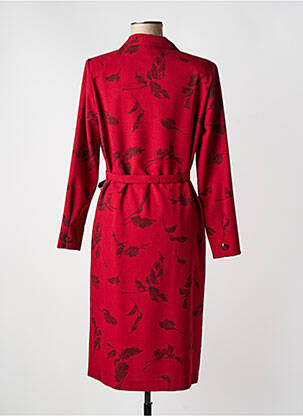 Robe mi-longue imprimé fleurs manches longues rouge LISA CHESNAY femme