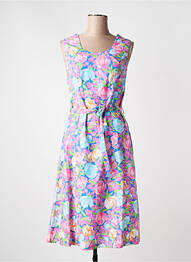 Robe mi-longue imprimé fleurs sans manche bleu GUY DUBOUIS femme