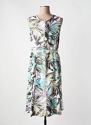 Robe mi-longue imprimé fleurs sans manche vert GUY DUBOUIS femme