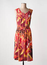 Robe mi-longue imprimé fleurs sans manche orange LISA CHESNAY femme
