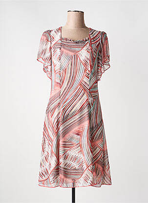 Robe mi-longue tissage crêpe manches courtes orange GUY DUBOUIS femme