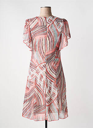 Robe mi-longue tissage crêpe manches courtes orange GUY DUBOUIS femme