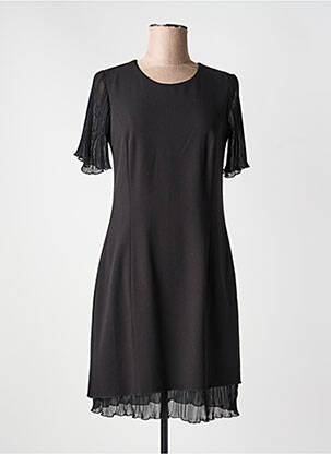 Robe mi-longue tissage crêpe manches courtes noir GUY DUBOUIS femme
