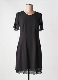 Robe mi-longue tissage crêpe manches courtes noir GUY DUBOUIS femme