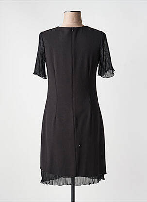 Robe mi-longue tissage crêpe manches courtes noir GUY DUBOUIS femme