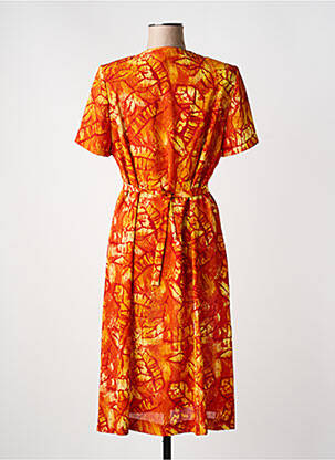 Robe mi-longue imprimé fantaisie manches courtes orange PAUL MAUSNER femme