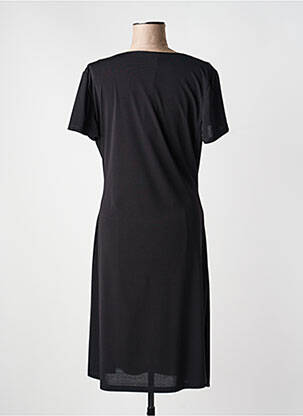 Robe mi-longue tissage crêpe manches courtes noir EVALINKA femme
