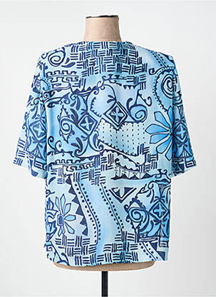 Chemisier tissage crêpe manches courtes bleu KARTING femme