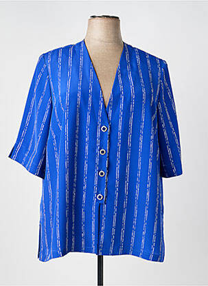Chemisier manches courtes manches courtes bleu MARCELLE GRIFFON femme
