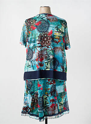 Ensemble jupe coupe fluide bleu GUY DUBOUIS femme